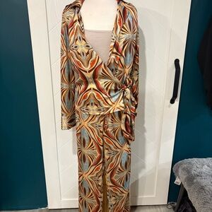 Zara Geometric silky PJ/ Lxury‎ loungewear/retro inspired/ 70s /disco